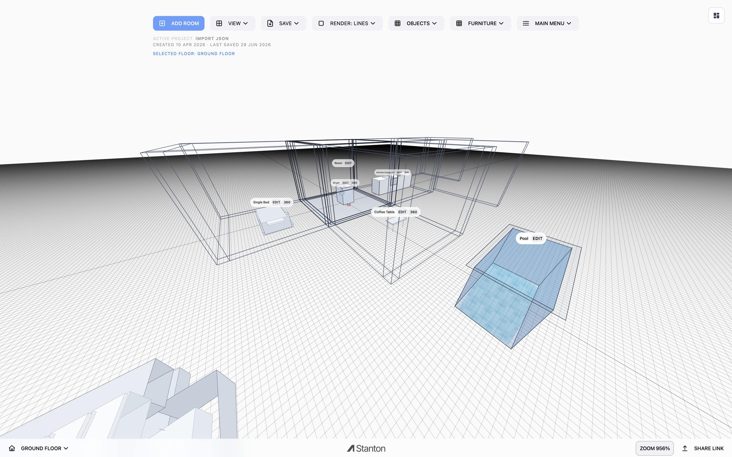 Walkthrough view inside a Stanton house design