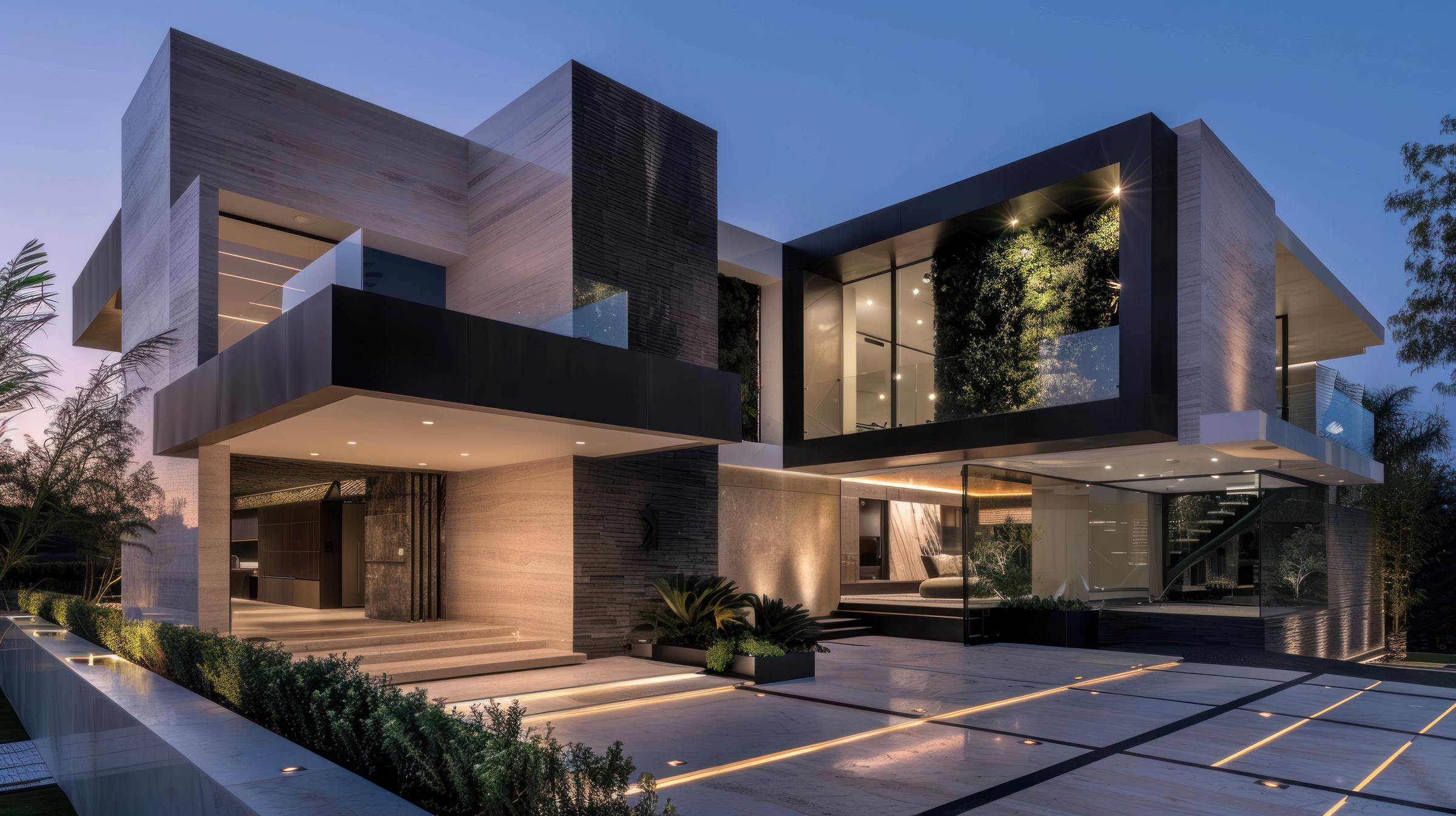Wooden cladding luxurious house